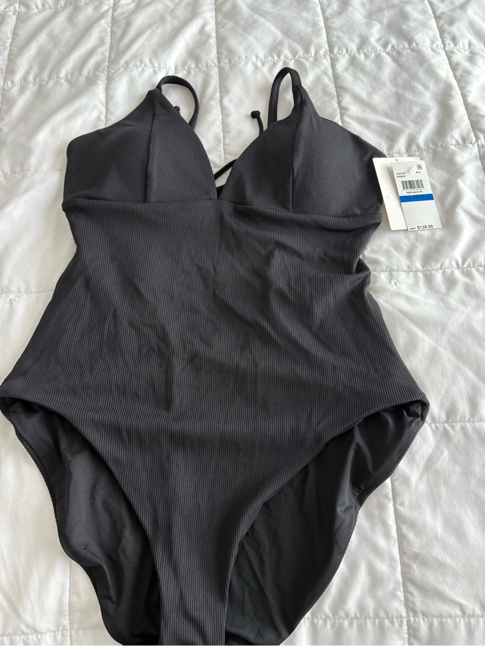 Becca NWT By Virtue Black Ribbed One-Piece Swimsuit